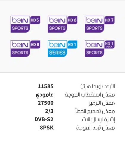تردد قنوات bein sport