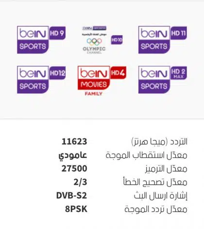 تردد قنوات bein sport